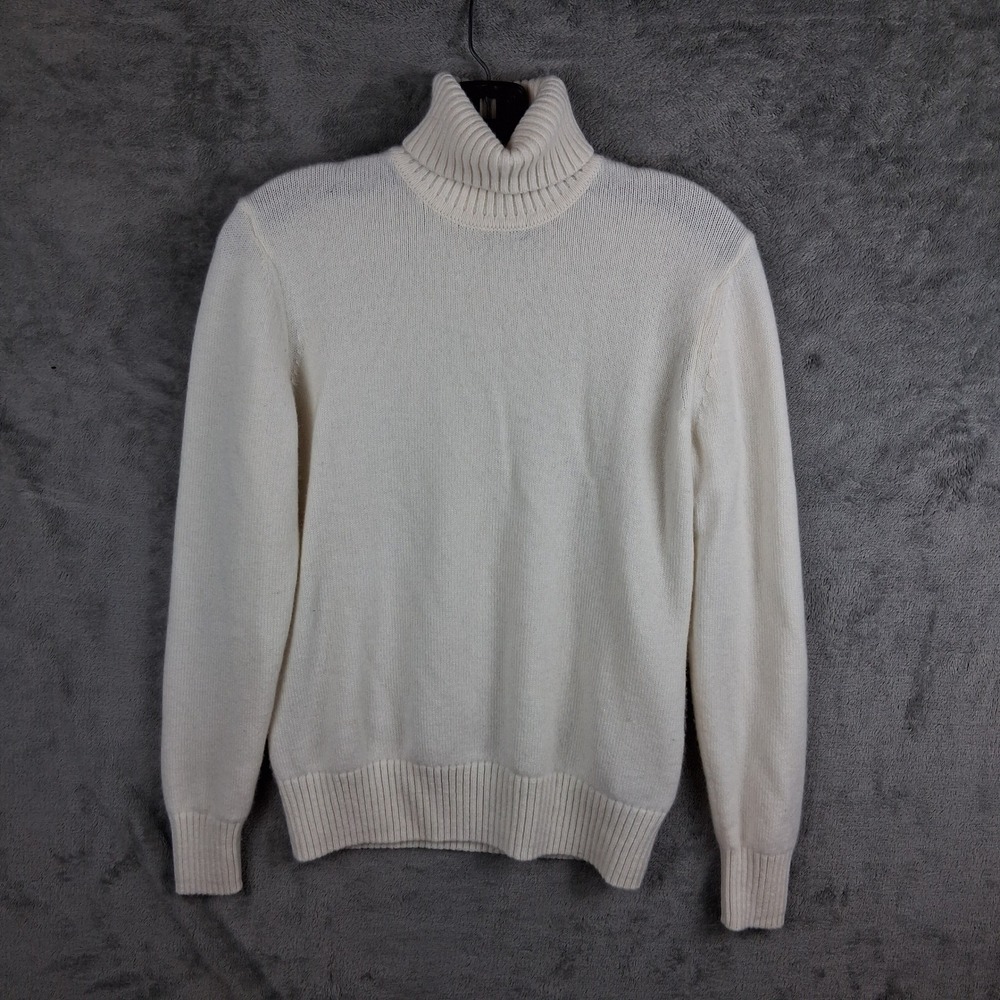 Brooks Brothers Turtleneck Sweater Womens Medium Ivory Cashmere Wool Blend